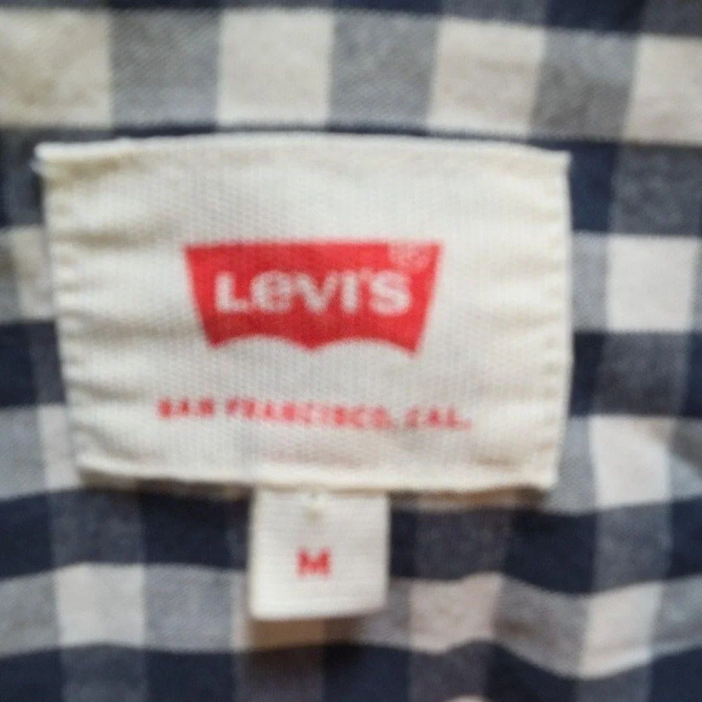 Levi's Shirt Mens Medium Blue Check Long‎ Sleeve Button-Down Cotton Casual